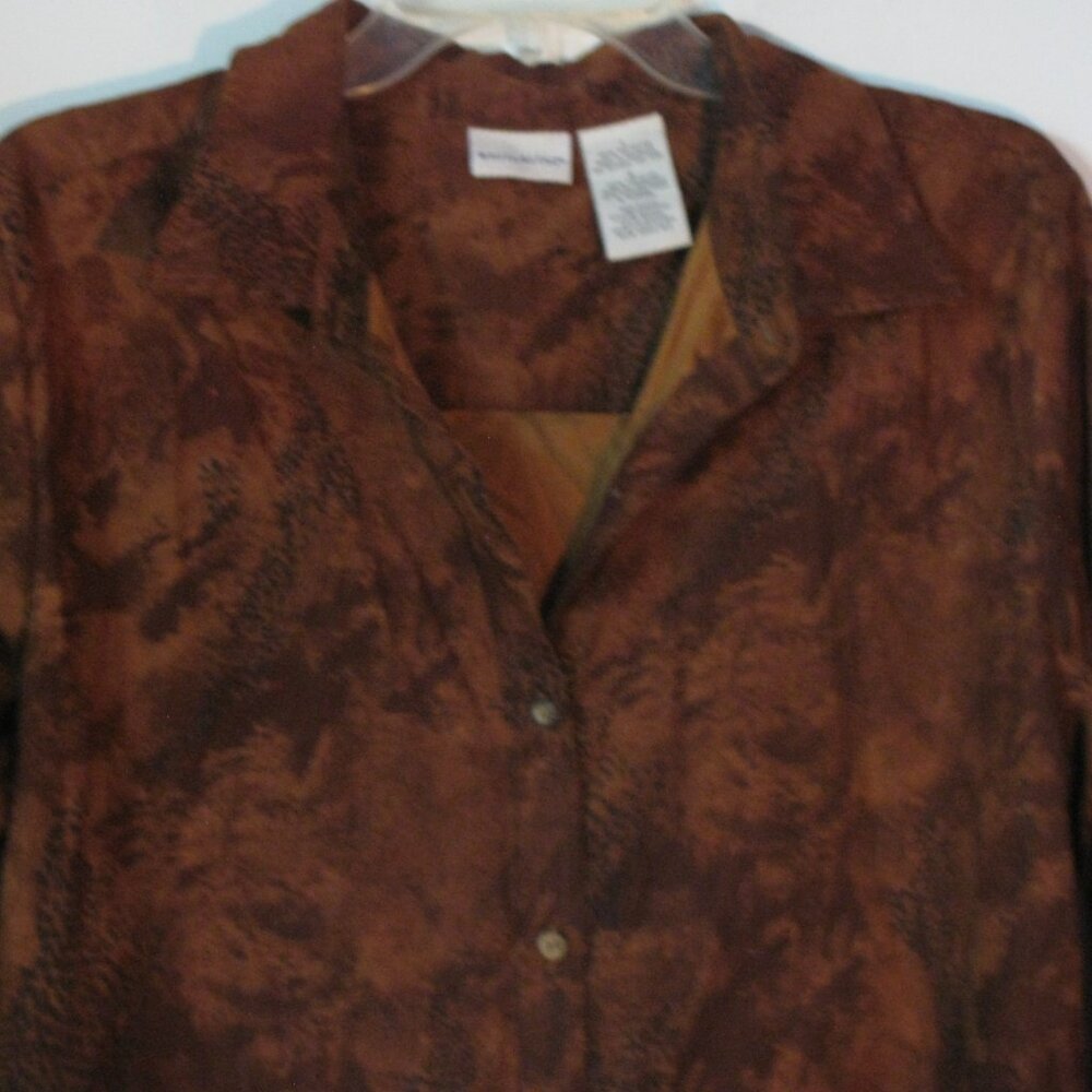 * White Stag Blouse Large Suede Feel Animal Print Inspired Long Sleeve EUC - Picture 2 of 4